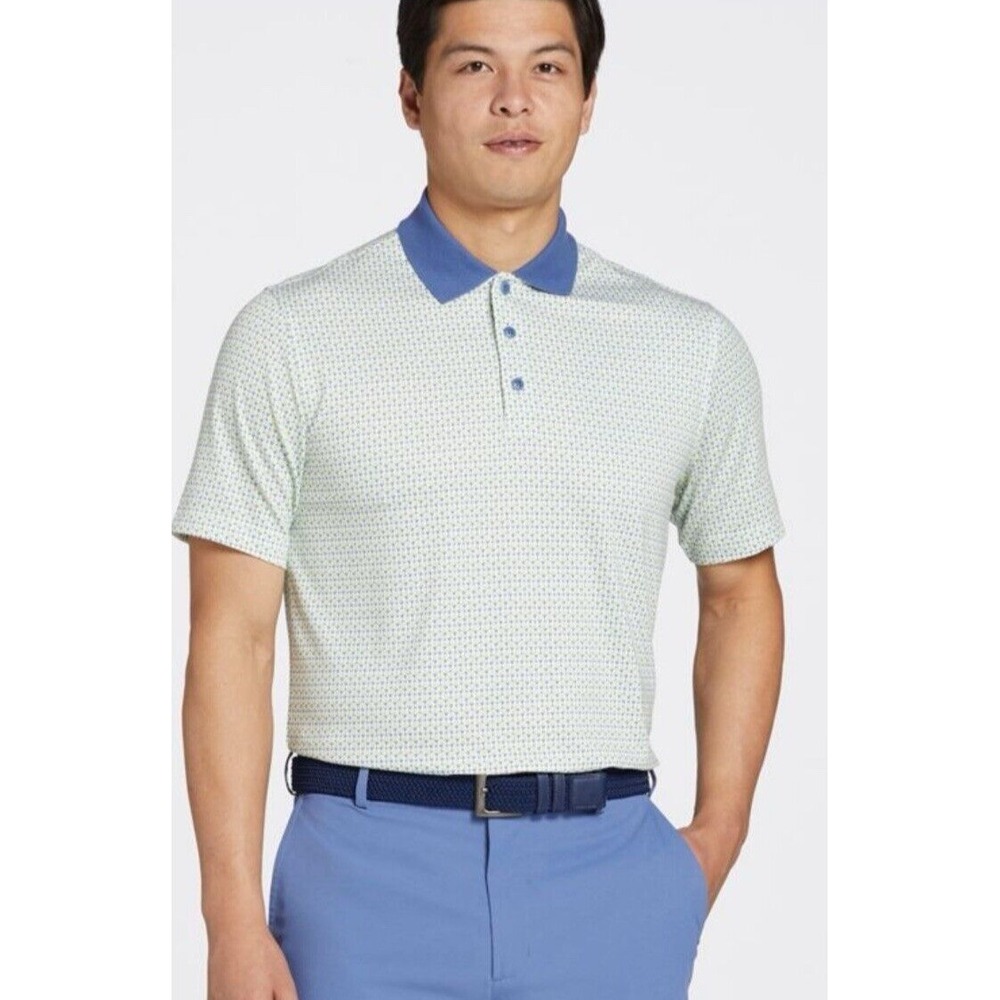 Walter Hagen Mens Golf Polo Clubhouse 19 Hole‎ Print Short Sleeve Sz XXL Blue